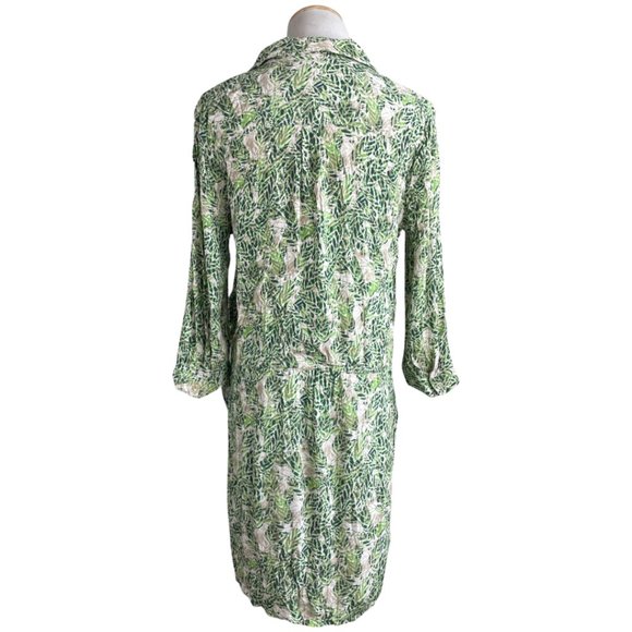 Cabi Dress Faux Wrap Bodice Palm Leaf Green White Print Style 280 Size Medium - Picture 3 of 6